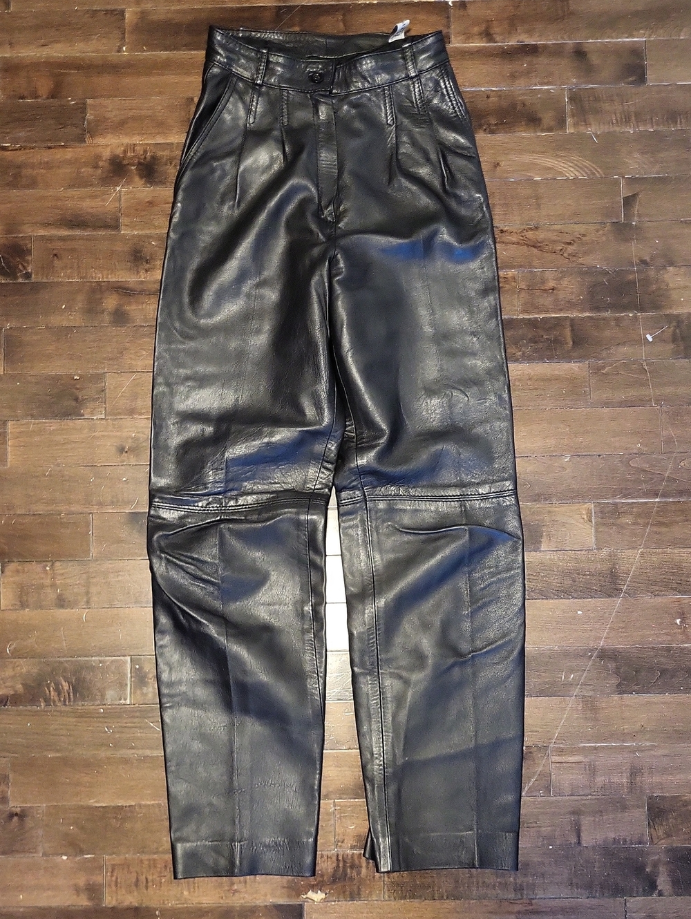 Carolina Herrera Black Straight-Leg Leather Pants